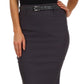 Knee Length Stretch Pencil Skirt with Skinny Belt