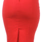 Knee Length Stretch Pencil Skirt with Skinny Belt