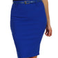 Knee Length Stretch Pencil Skirt with Skinny Belt