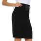 Petite High Waist Stretch Pencil Skirt with Wide Belt