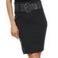 Petite High Waist Stretch Pencil Skirt with Wide Belt
