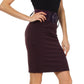 Petite High Waist Stretch Pencil Skirt with Wide Belt