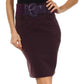 Petite High Waist Stretch Pencil Skirt with Wide Belt
