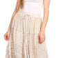 Sakkas Alber Adjustable Waist Boho Skirt With Detailed Embroidery With Ruffle Trim