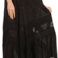 Sakkas Alber Adjustable Waist Boho Skirt With Detailed Embroidery With Ruffle Trim