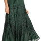Sakkas Alber Adjustable Waist Boho Skirt With Detailed Embroidery With Ruffle Trim