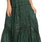 Sakkas Alber Adjustable Waist Boho Skirt With Detailed Embroidery With Ruffle Trim