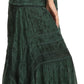 Sakkas Alber Adjustable Waist Boho Skirt With Detailed Embroidery With Ruffle Trim