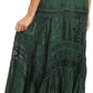 Sakkas Alber Adjustable Waist Boho Skirt With Detailed Embroidery With Ruffle Trim