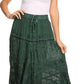 Sakkas Alber Adjustable Waist Boho Skirt With Detailed Embroidery With Ruffle Trim
