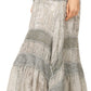 Sakkas Alber Adjustable Waist Boho Skirt With Detailed Embroidery With Ruffle Trim