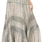 Sakkas Alber Adjustable Waist Boho Skirt With Detailed Embroidery With Ruffle Trim