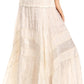 Sakkas Alber Adjustable Waist Boho Skirt With Detailed Embroidery With Ruffle Trim
