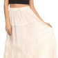 Sakkas Alber Adjustable Waist Boho Skirt With Detailed Embroidery With Ruffle Trim