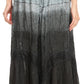 Sakkas Alber Adjustable Waist Boho Skirt With Detailed Embroidery With Ruffle Trim