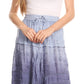 Sakkas Alber Adjustable Waist Boho Skirt With Detailed Embroidery With Ruffle Trim