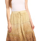 Sakkas Alber Adjustable Waist Boho Skirt With Detailed Embroidery With Ruffle Trim