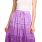 Sakkas Alber Adjustable Waist Boho Skirt With Detailed Embroidery With Ruffle Trim