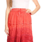 Sakkas Alber Adjustable Waist Boho Skirt With Detailed Embroidery With Ruffle Trim