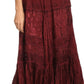 Sakkas Alber Adjustable Waist Boho Skirt With Detailed Embroidery With Ruffle Trim