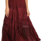 Sakkas Alber Adjustable Waist Boho Skirt With Detailed Embroidery With Ruffle Trim