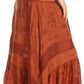 Sakkas Alber Adjustable Waist Boho Skirt With Detailed Embroidery With Ruffle Trim