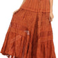Sakkas Alber Adjustable Waist Boho Skirt With Detailed Embroidery With Ruffle Trim