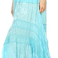 Sakkas Alber Adjustable Waist Boho Skirt With Detailed Embroidery With Ruffle Trim
