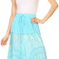 Sakkas Alber Adjustable Waist Boho Skirt With Detailed Embroidery With Ruffle Trim