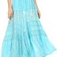 Sakkas Alber Adjustable Waist Boho Skirt With Detailed Embroidery With Ruffle Trim