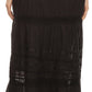 Sakkas 80123 - Gia Bohemian Adjustable Lace Embroidered Wide Lined Long Ethnic Skirt  - Black - OS