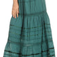 Sakkas 80123 - Gia Bohemian Adjustable Lace Embroidered Wide Lined Long Ethnic Skirt  - Black - OS