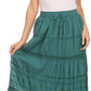Sakkas 80123 - Gia Bohemian Adjustable Lace Embroidered Wide Lined Long Ethnic Skirt  - Black - OS