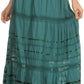 Sakkas 80123 - Gia Bohemian Adjustable Lace Embroidered Wide Lined Long Ethnic Skirt  - Black - OS