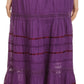 Sakkas 80123 - Gia Bohemian Adjustable Lace Embroidered Wide Lined Long Ethnic Skirt  - Black - OS