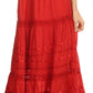 Sakkas 80123 - Gia Bohemian Adjustable Lace Embroidered Wide Lined Long Ethnic Skirt  - Black - OS