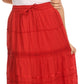 Sakkas 80123 - Gia Bohemian Adjustable Lace Embroidered Wide Lined Long Ethnic Skirt  - Black - OS