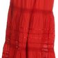 Sakkas 80123 - Gia Bohemian Adjustable Lace Embroidered Wide Lined Long Ethnic Skirt  - Black - OS