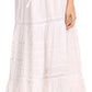 Sakkas 80123 - Gia Bohemian Adjustable Lace Embroidered Wide Lined Long Ethnic Skirt  - Black - OS