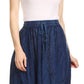 Sakkas Debora Full Length Embroidered Maxi Skirt with Adjustable Waist