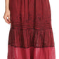 Sakkas Tania Long Bohemian Embroidered Maxi Skirt with Adjustable Waist
