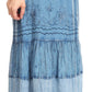 Sakkas Tania Long Bohemian Embroidered Maxi Skirt with Adjustable Waist