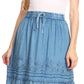 Sakkas Tania Long Bohemian Embroidered Maxi Skirt with Adjustable Waist