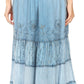 Sakkas Tania Long Bohemian Embroidered Maxi Skirt with Adjustable Waist