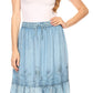 Sakkas Tania Long Bohemian Embroidered Maxi Skirt with Adjustable Waist