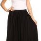 Sakkas Harley Bohemian Embroidered Ethnic Maxi Skirt Adjustable Waist Ruffle Trim