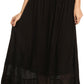 Sakkas Harley Bohemian Embroidered Ethnic Maxi Skirt Adjustable Waist Ruffle Trim