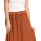 Sakkas Harley Bohemian Embroidered Ethnic Maxi Skirt Adjustable Waist Ruffle Trim
