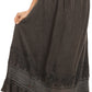 Sakkas Harley Bohemian Embroidered Ethnic Maxi Skirt Adjustable Waist Ruffle Trim