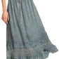 Sakkas Harley Bohemian Embroidered Ethnic Maxi Skirt Adjustable Waist Ruffle Trim
